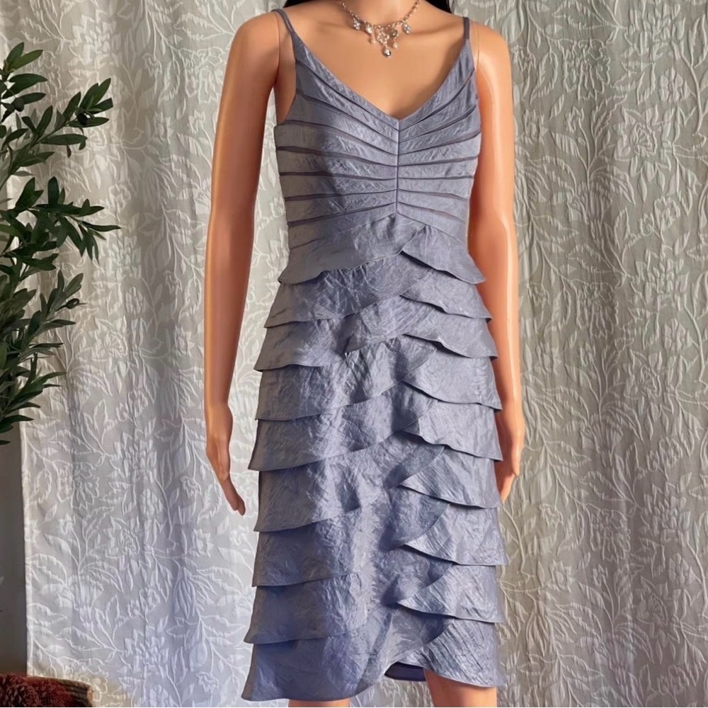 This is an Adrianna Papell blue tiered mini dress